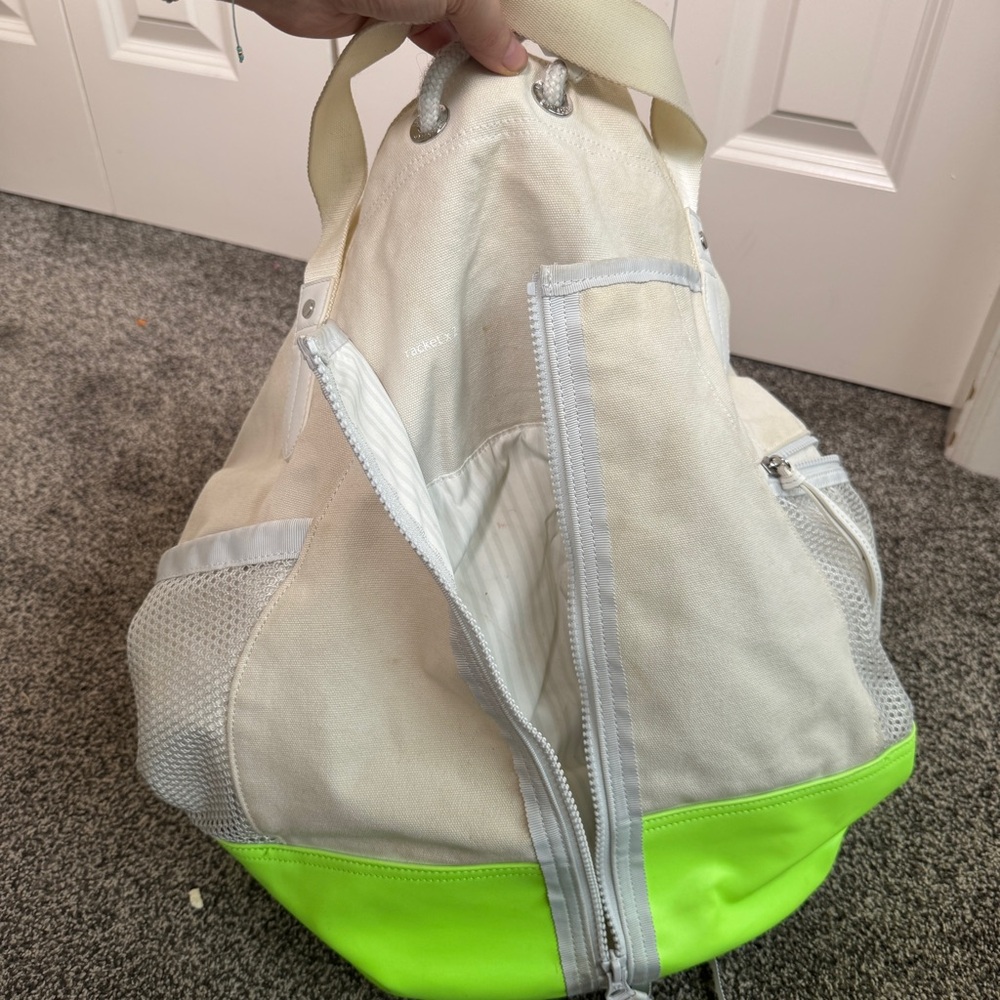 Lululemon Rally Backpack White Neon Green Drawstring Bucket Bag Athletic Gym - Picture 16 of 16